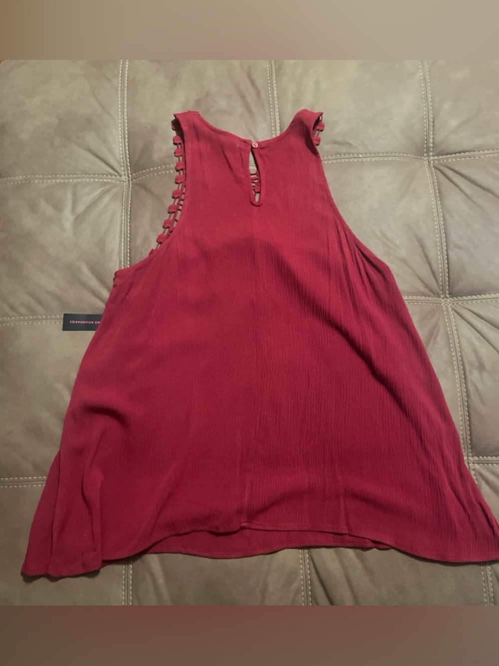 No Boundaries Red Crochet Yoke Tank Top - Picture 3 of 3